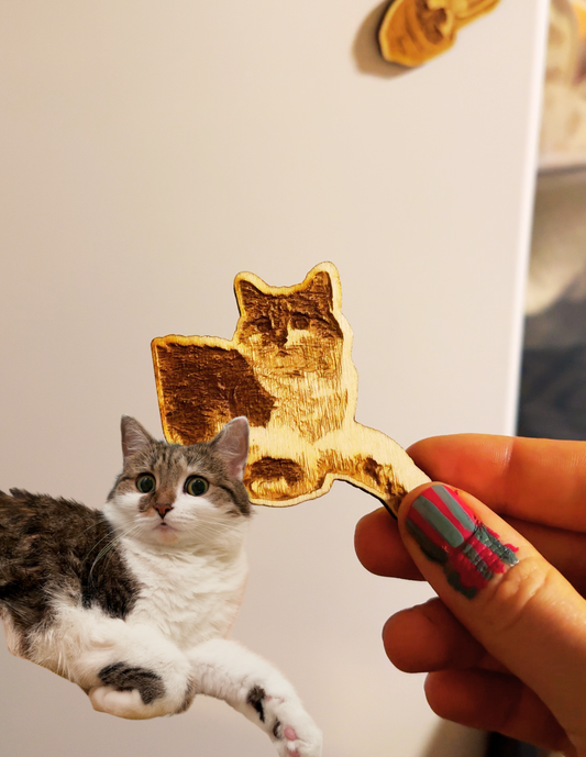 Your Cat - Engraved in Wood! (magnet, keychain)